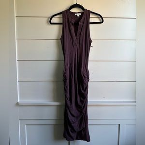 EUC James Perse ruched bottom buttery soft cotton dress size 0 maroon